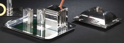 null PUIFORCAT FRANCE
TABLE SET in silver plated metal including a butter dish, a...
