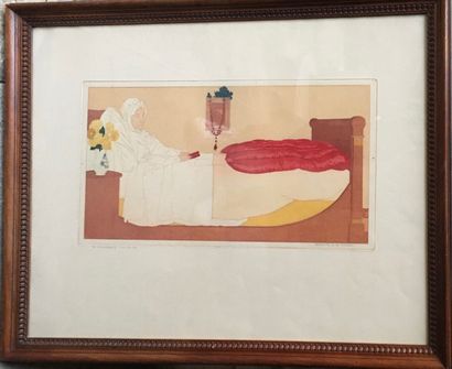 null Bernard BOUTET de MONVEL (1881-1989)
The convalescent, 1906
Etching in colors.
Signed...