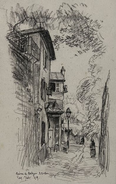 null Eugène Véder (1876-1936)
Lot de trois dessins 
Bicêtre, marché sur le trottoir...
