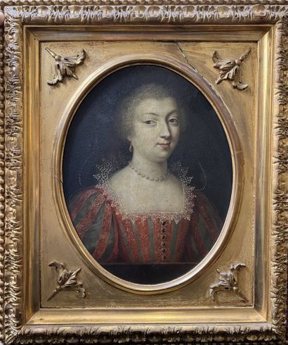 null École FRANÇAISE du XVIIe siècle Attribué à LEBLOND ***
Portrait de dame en buste
Panneau...
