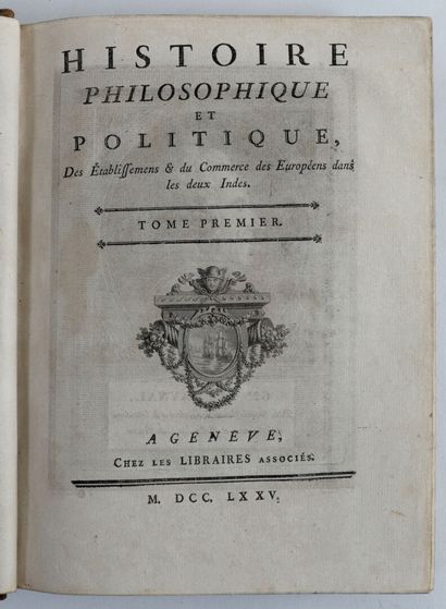 4 volumes : RAYNAL (Guillaume-Thomas). & [BERNARD (François)]. RAYNAL (Guillaume-Thomas)....