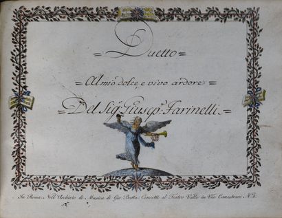 [Manuscrit]. [Musique]. Recueil manuscrit réunissant sept duos, écrit à Rome vers 1820.