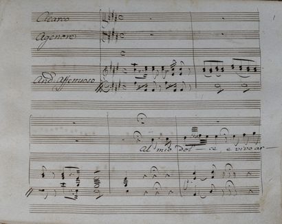 [Manuscrit]. [Musique]. Recueil manuscrit réunissant sept duos, écrit à Rome vers...