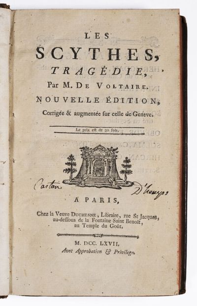 VOLTAIRE ; MERCIER (Louis-Sébastien). [Théâtre]. Recueil réunissant 5 pièces dont 4 de Voltaire.
