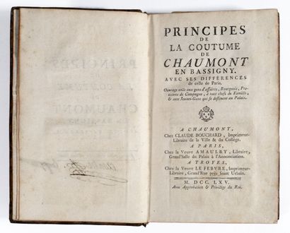 [THERIOT (J.-B.-F.-N.)]. Principes de la Coutume de Chaumont en Bassigny. Avec ses...