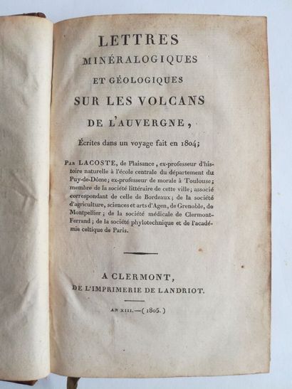 [Volcanologie]. LACOSTE (Pierre-François). Lettres minéralogiques et géologiques...