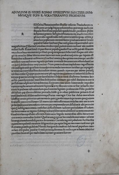 [Post-incunable]. MAFFEI (Raffaele). Commentariorum urbanorum liber primus [-XXIII]....