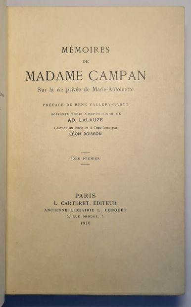 CAMPAN. Mémoires de Madame Campan, sur la vie privée de Marie-Antoinette. A Paris,...