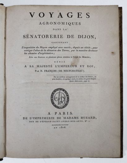 FRANÇOIS DE NEUFCHÂTEAU (Nicolas). Voyage agronomique dans la sénatorerie de Dijon,...