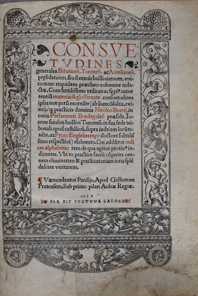 [Livre du XVIe siècle]. [Coutume. Bourges, Tours, Orléans. 1529]. CONSUETUDINES generales...