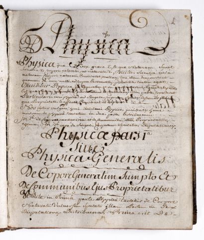 [Manuscrit]. [Physique]. PHYSICA. Manuscrit rédigé entre 1735 et 1745. [Manuscrit]....