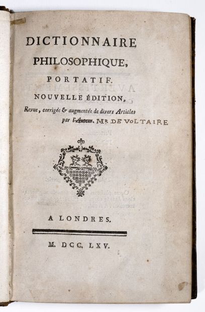 [VOLTAIRE]. Dictionnaire philosophique portatif. Nouvelle édition, revue, corrigée...