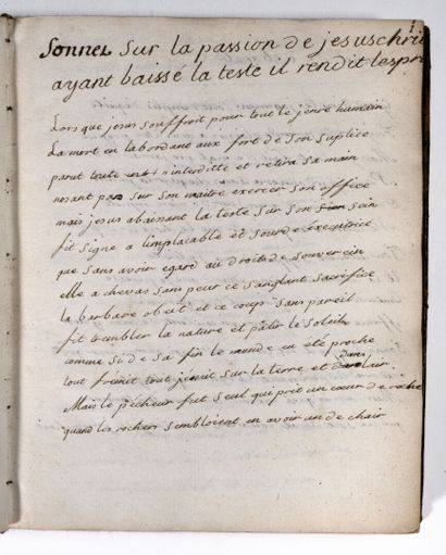 [Manuscrit]. [Spiritualité]. Recueil de sonnets et cantiques chrétiens. XVIIIe siècle. 