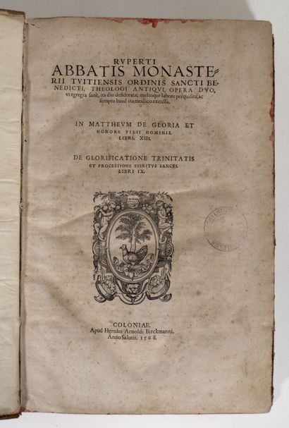 [Livre du XVIe siècle]. RUPERT DE DEUTZ. Ensemble de trois ouvrages [Sixteenth century...