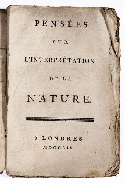 [DIDEROT (Denis)]. Pensées sur l'interprétation de la nature. A Londres, s.n., 1754.