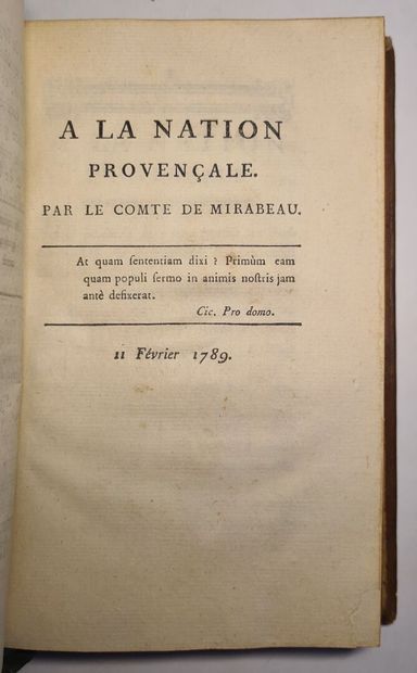 [Révolution française]. 2 volumes [Révolution française]. [Provence]. BOUCHE (Charles-François)....
