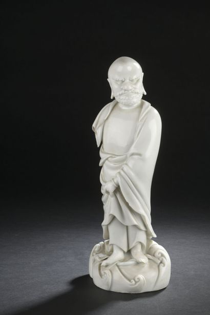 null Chinese white porcelain LUOHAN STATUTE
CHINA, 19th century
Depicted standing...