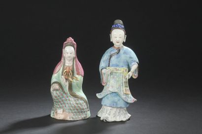 null TWO STATUETTES in famille rose porcelain 
CHINA, 19th century
The first one...