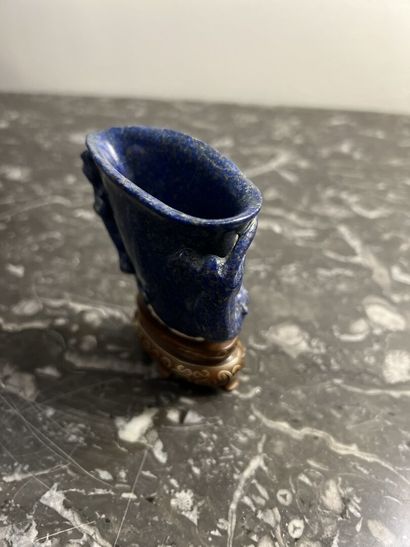 null Lapis lazuli CUP 
CHINA, early 20th century
Of archaic form, carved with two...