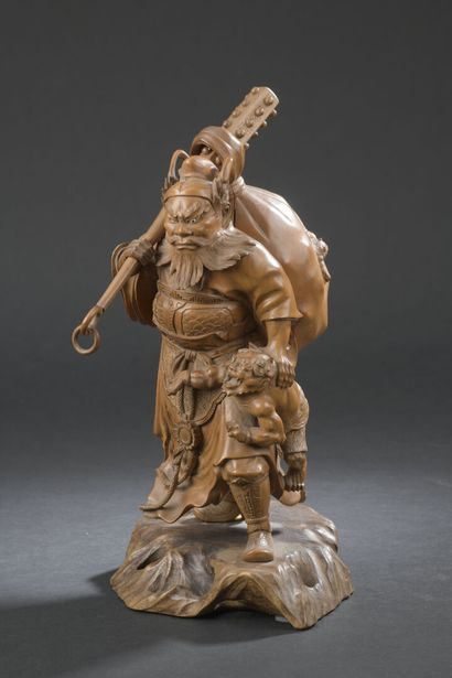 null GROUPE en buis sculpté
JAPON, époque Meiji (1868-1912)
Représentant un Shoki...