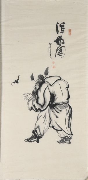 JAPON - XXe siècle : PAIRE D'ENCRES JAPAN - 20th century : 
PAIR OF INKS on paper...