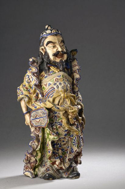 JAPON - VERS 1900 JAPON - VERS 1900 
SCULPTURE en céramique émaillée polychrome d'un...