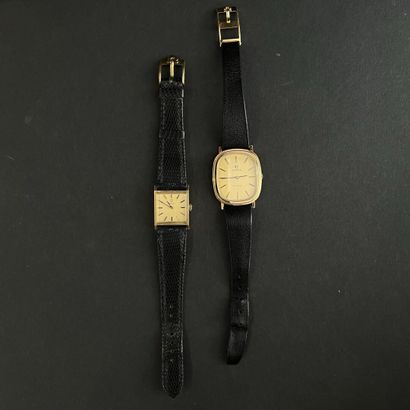 OMEGA - LOT OF TWO WATCHES, gold-plated cases,...