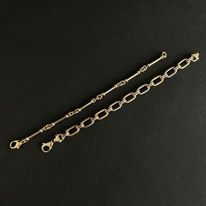 LOT OF TWO TWO-GOLD CHAIN BRACELETS.
Weight...