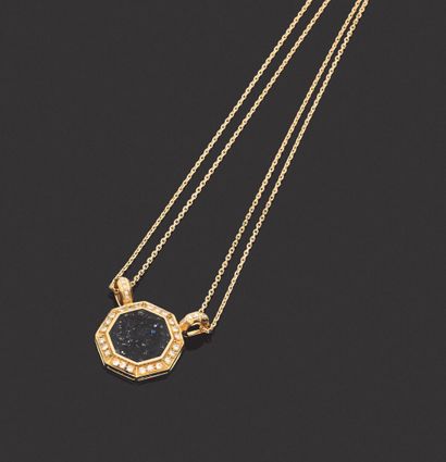 Yellow gold pendant set with an octagonal...