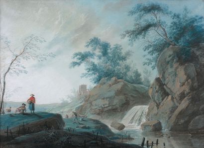 null Jean-Baptiste PILLEMENT (Lyon 1728-1808)
Paysage animé à la cascade
Paysage...