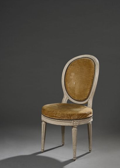 Carved and lacquered molded wood chair stamped...