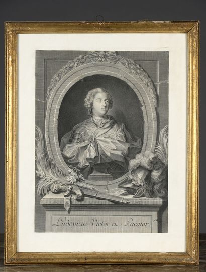 null École FRANÇAISE du XVIIIe siècle
Louis XV
Gravure avant la lettre.
52 x 40,5...