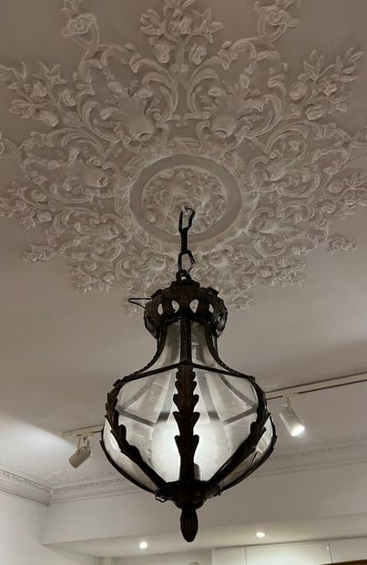 Brass and glass lantern, Louis XIV style,...