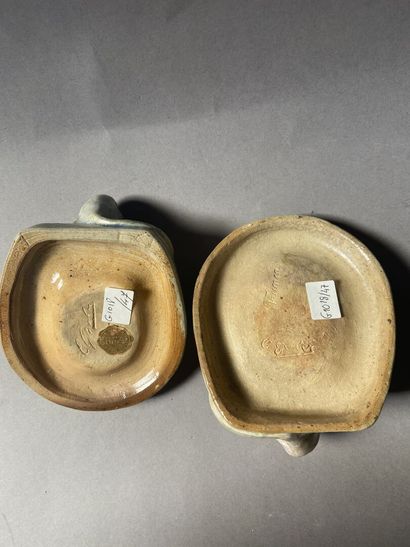 null GREBER Charles (1853-1935)
Two stoneware ashtrays, polychrome enamels. Decorated...