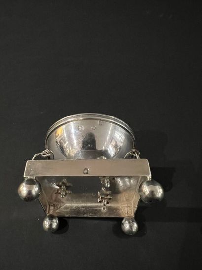 null A l'antique" silver salt cellar in the form of a half sphere with a vermeiled...