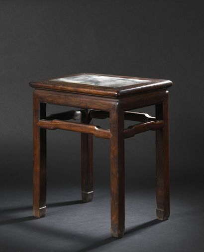 null China, early 20th century
Wood and marble sellette 
Resting on four straight...