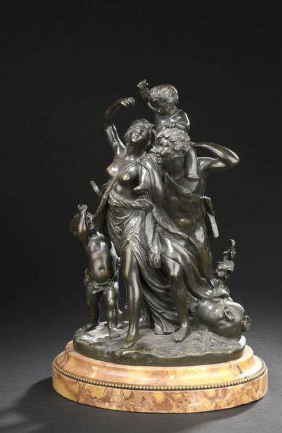 null After Clodion, late 19th century
Group of figures
Bronze with brown patina
Sienna...