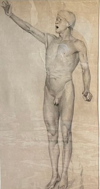 null Late 19th century French school 
Study of a nude man
Charcoal
55 x 29 cm