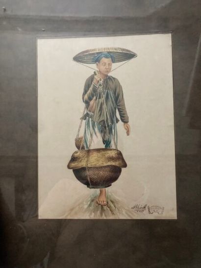 null Twentieth-century school from SOUTH-EAST ASIA
The porter. 
Watercolor signed...