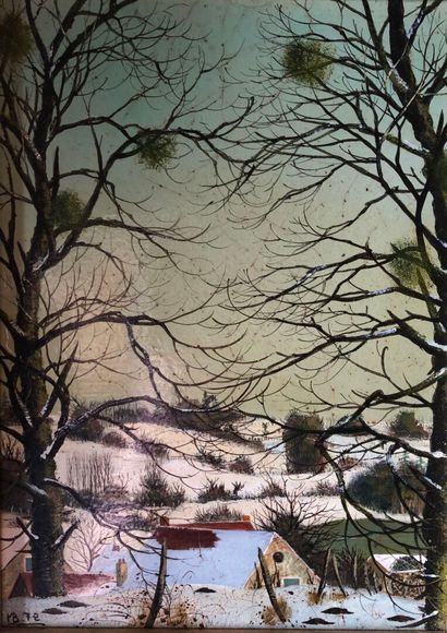 Michel BESZIE (1940) Michel BESZIE (1940)
Snowy landscape.
Oil on isorel panel signed...