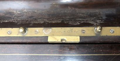 null Alphonse GIROUX, Paris: 
Travel writing case in blackened wood inlaid with brass...