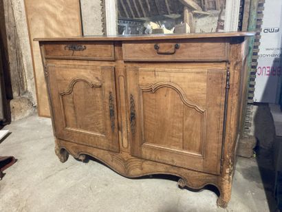 null BUFFET in molded natural wood opening with two drawers and two leaves. 
19th...