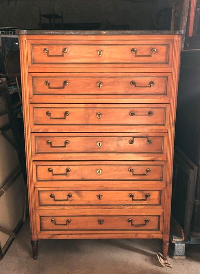 null Louis XVI style cherrywood SEMAINIER opening to six drawers simulating seven,...