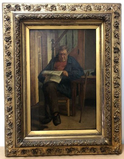 Léon HERBO (1850-1907) Léon HERBO (1850-1907)
Man reading.
Oil on canvas signed and...