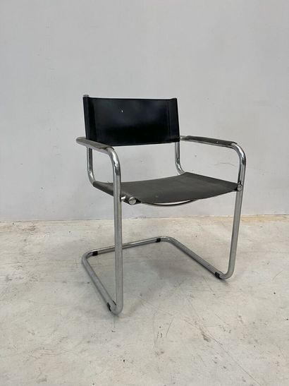 null Marcel BREUER & Mart STAM, model S34.
Armchair in chromed tubular metal, seat...