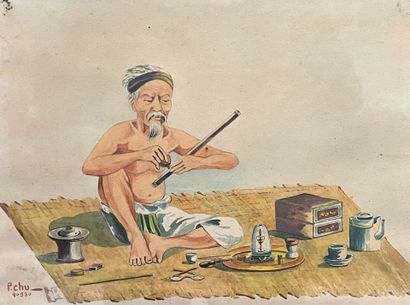null 20th century VIETNAMIAN school
The opium smoker and the scholar.
Two watercolors...