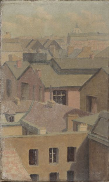  Charles LACOSTE (1870-1959)
Toits, 1918
Huile sur toile signée et datée en bas à... Gazette Drouot