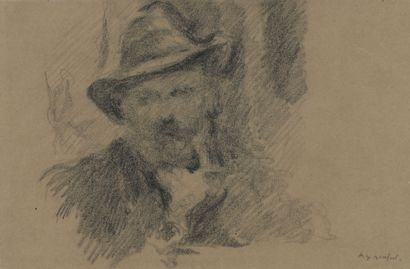  Ker-Xavier ROUSSEL (1867-1944)
Portrait d'homme au chapeau (autoportrait ?)
Crayon... Gazette Drouot