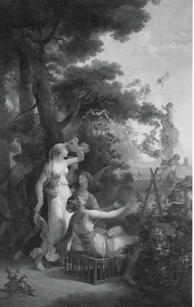 Jean-Frédéric SCHALL (1752-1825) La ruche aux Amours La nichée d'Amours Paire de...