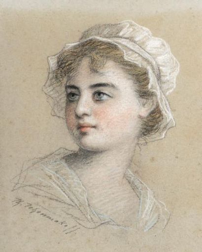 Théodore TCHOUMAKOFF (1823-1911) Portrait de jeune fille Pastel. Signé en bas à gauche....